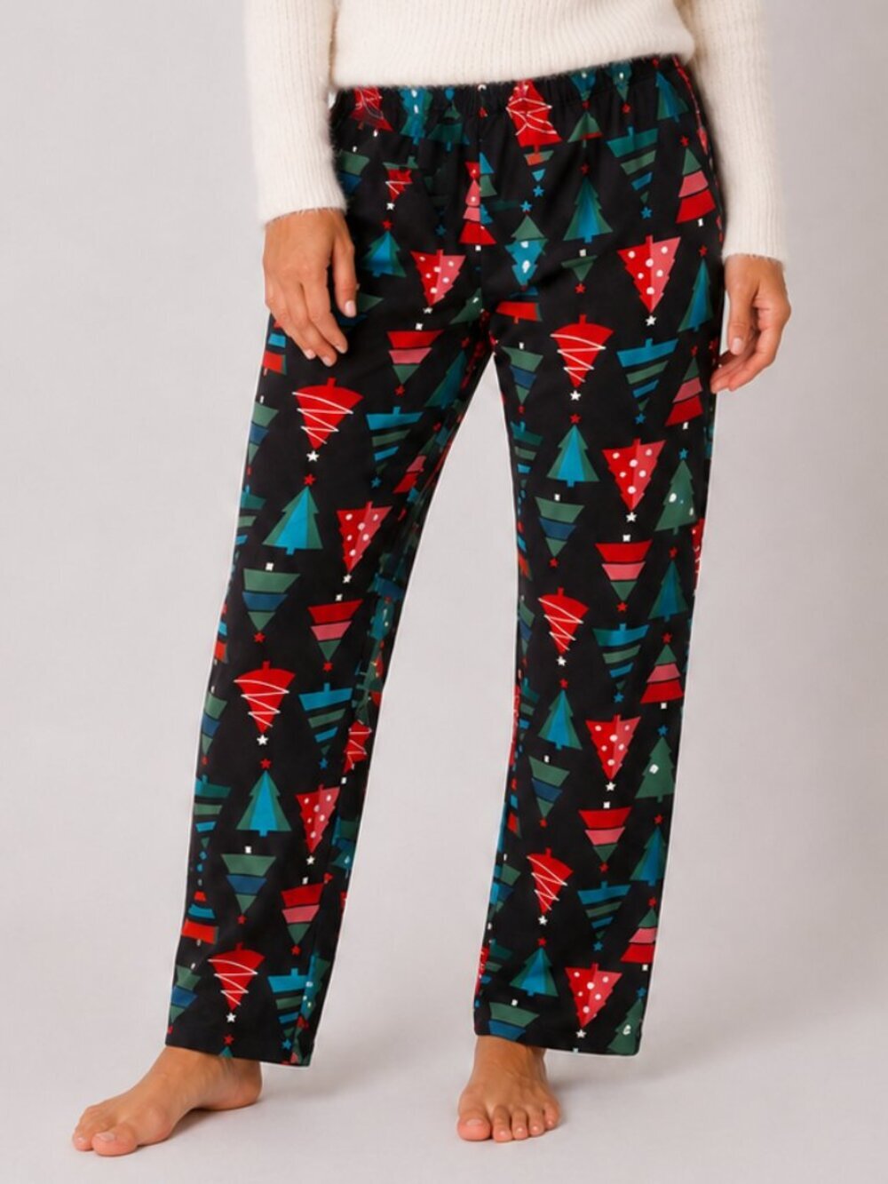 DTPW Christmas Leggings Black Red Blue Green White X-Mas Tree Design Soft Cozy